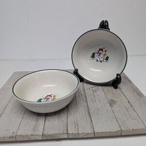 Pfaltzgraff Snow Village Soup Cereal Bowls Set of 2 Vintage